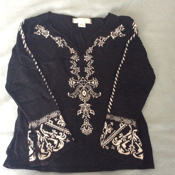 🇨🇦 Bette Paige Silk Blend Blouse Black & White M - Picture 1 of 3
